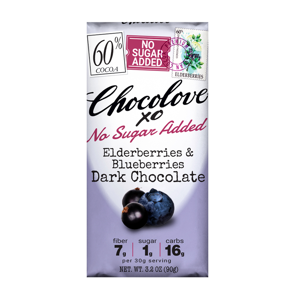 XO No Sugar Added Elderberries & Blueberries Dark Chocolate (12 Bars) XO No Sugar Added Elderberries & Blueberries Dark Chocolate (12 Bars)