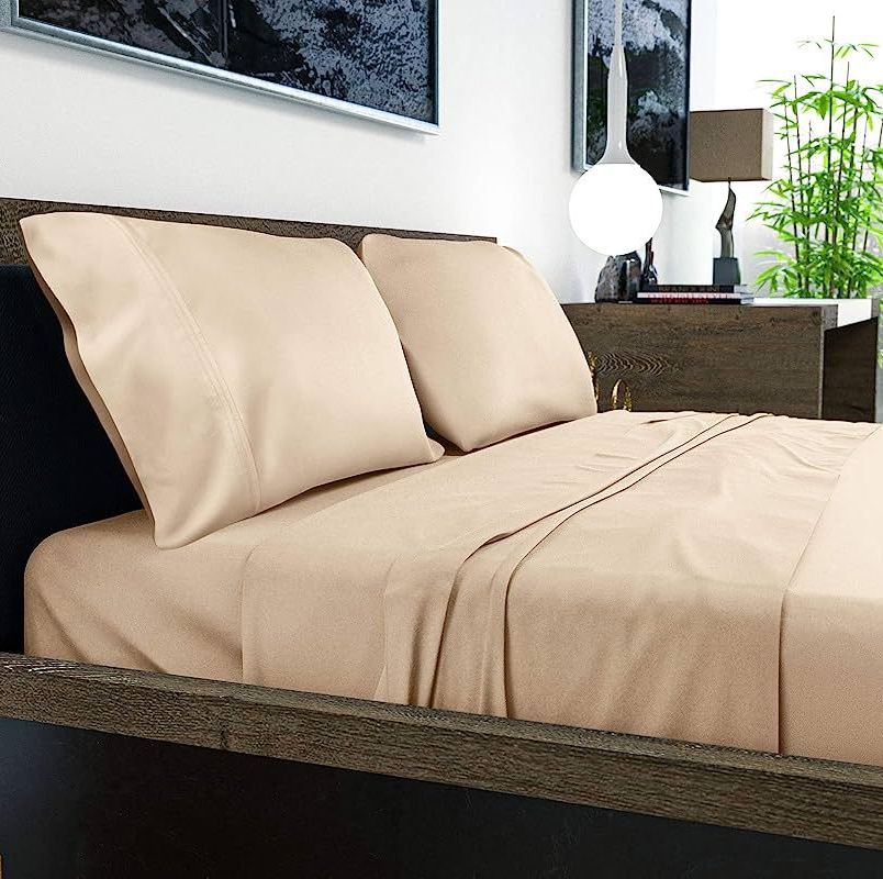 Bedsure Queen Sheets, Rayon Derived from Bamboo, Queen Cooling Sheet Set, Deep Pocket Up to 16, Breathable & Soft Bed Sheets, Hotel Luxury Silky