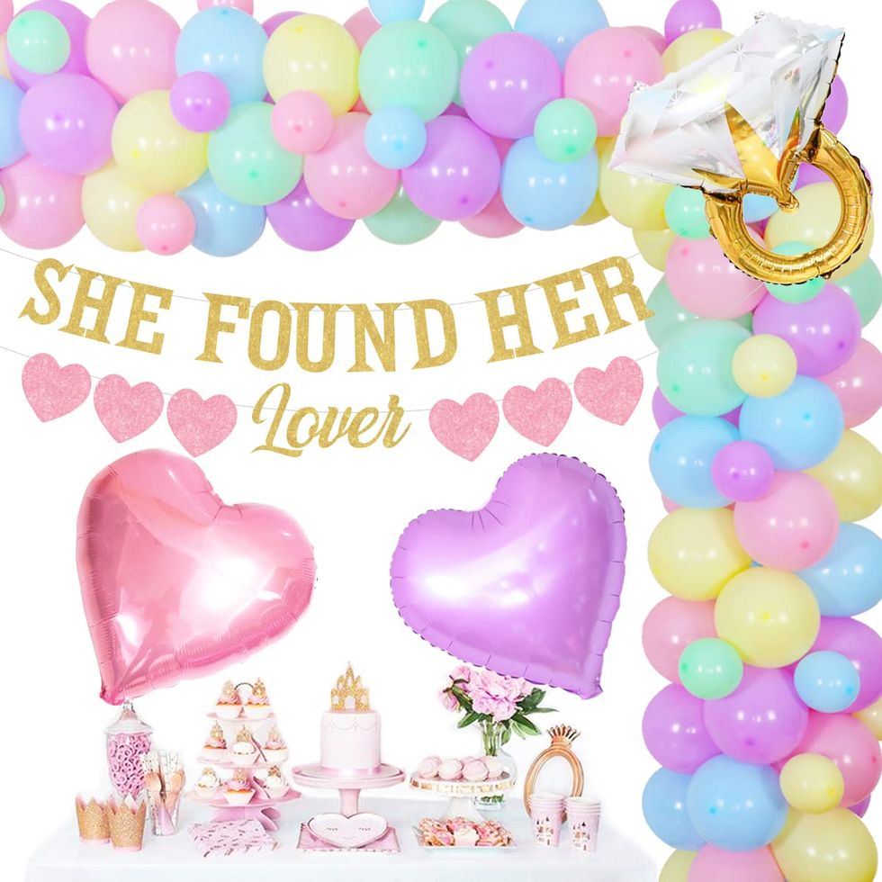 "She Found Her Lover" Banner Pastel Balloon Garland Kit for Bachelorette Party
