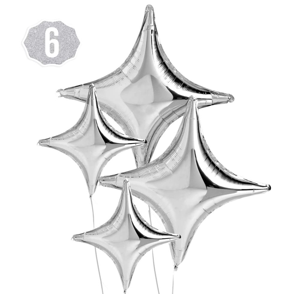 Silver Sparkle Foil Birthday Balloons (6 pieces)