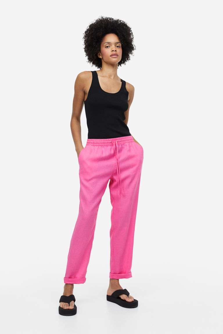 Crepe Drawstring Wide Leg Trousers, M&S Collection