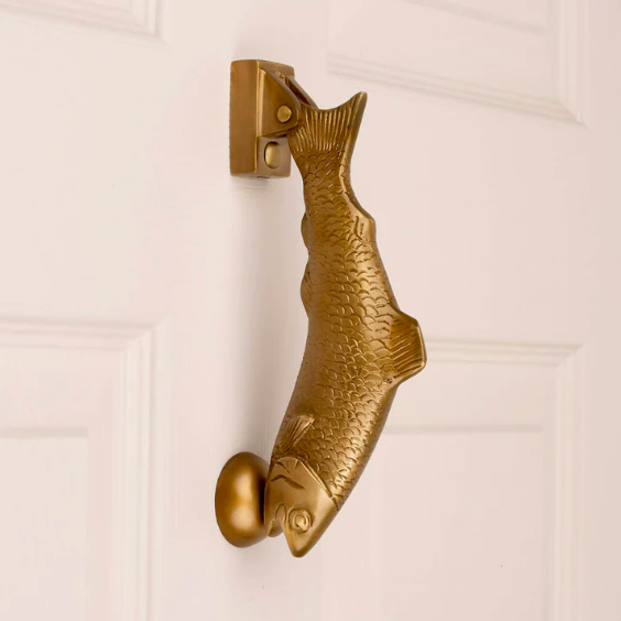 Amaris Fish Door Knocker in Aged Brass