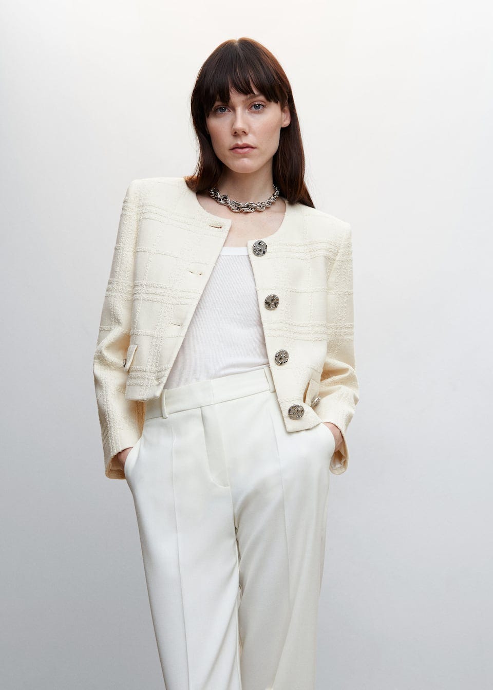 Checked texture jacket