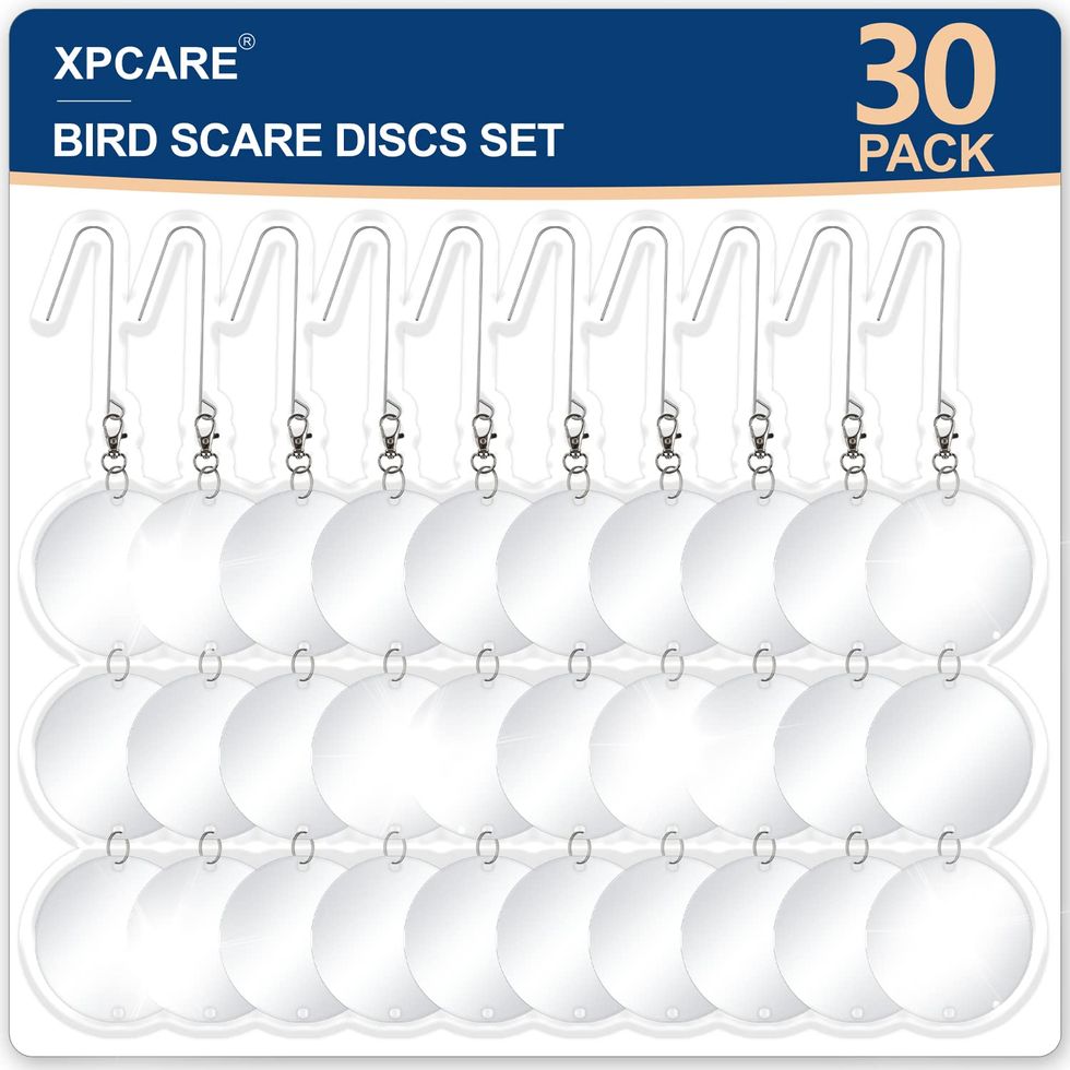 XPCARE 30 Pcs Bird Scare Discs -Highly Reflective Double-Sided Bird Reflectors, Upgraded Discs Set Reflective to Keep All Birds Away Like Woodpeckers, Pigeons, Ducks