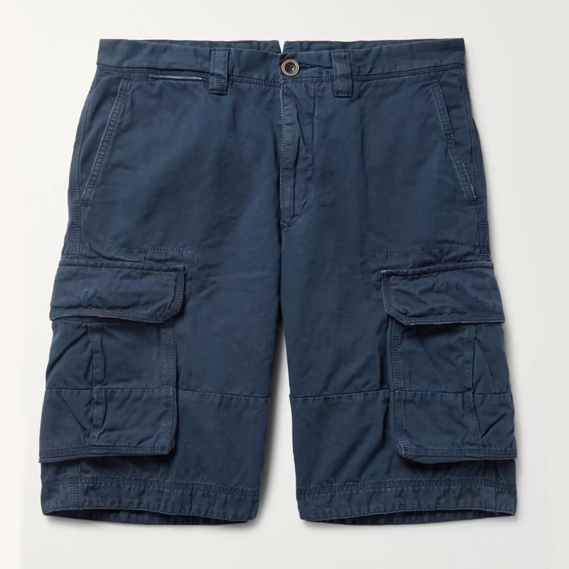 Washed Cotton and Linen-Blend Cargo Shorts