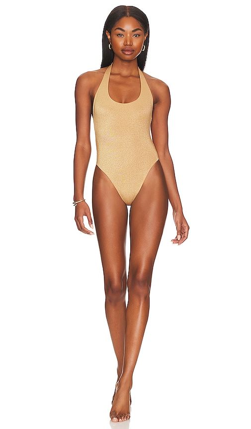 Gold one cheap piece bathing suit