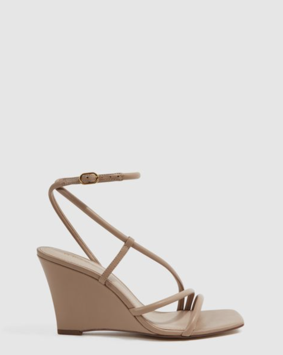 Reiss Leather Strappy Wedge Sandals