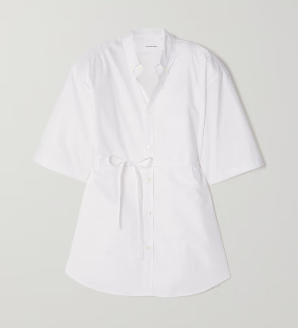 Udine Oversized Belted Cotton-Poplin Shirt