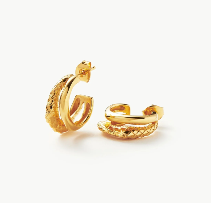 Serpent Textured Squiggle Mini Hoop Earrings