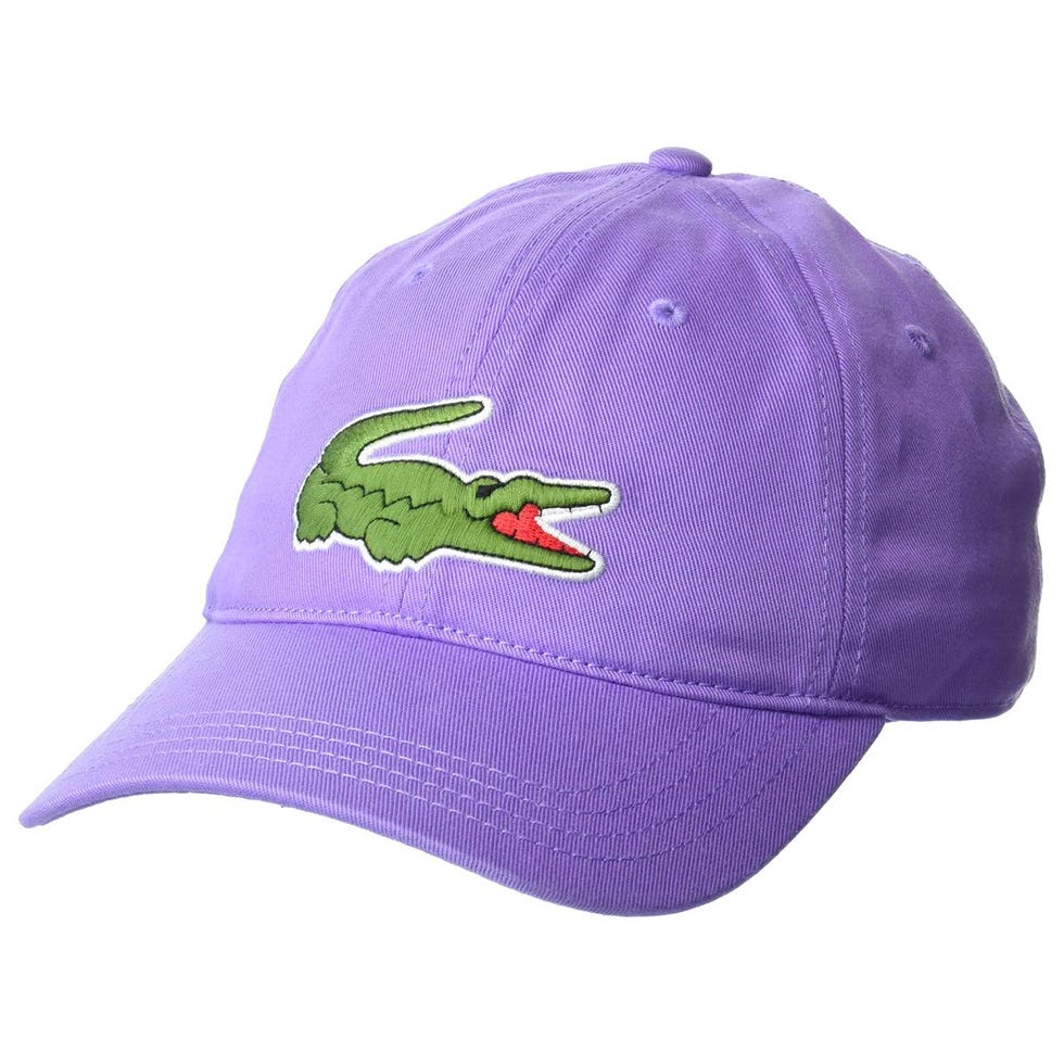 Lacoste Men's Adjustable Organic Cotton Twill Cap, Neva Purple, One Size