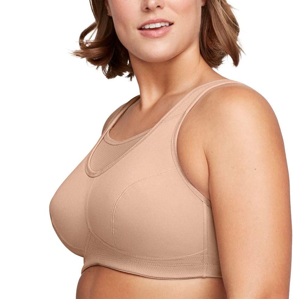 Minimizer Bra for Women Workout Seamless Stretch Sports Comfortable  Wireless Yoga Removable Padded Full Coverage Bra Beige at  Women's  Clothing store