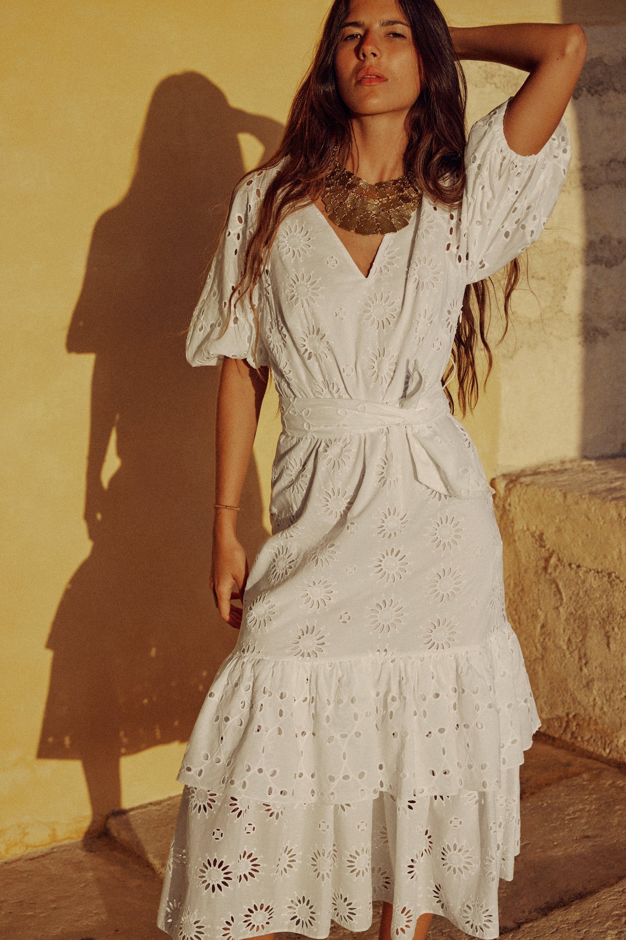 Zara vestido blanco volantes new arrivals