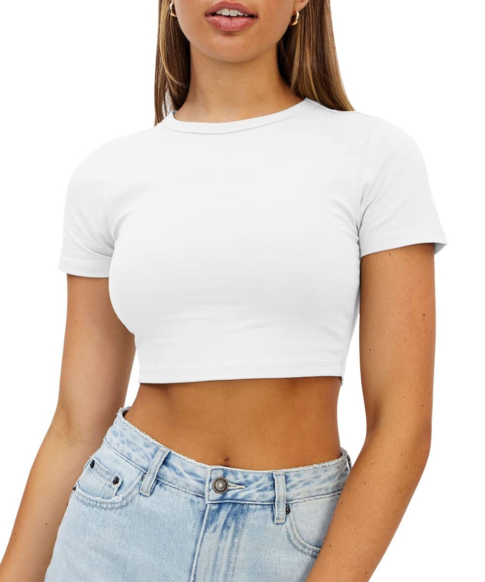 Casual Scoop Neck Cropped Tee
