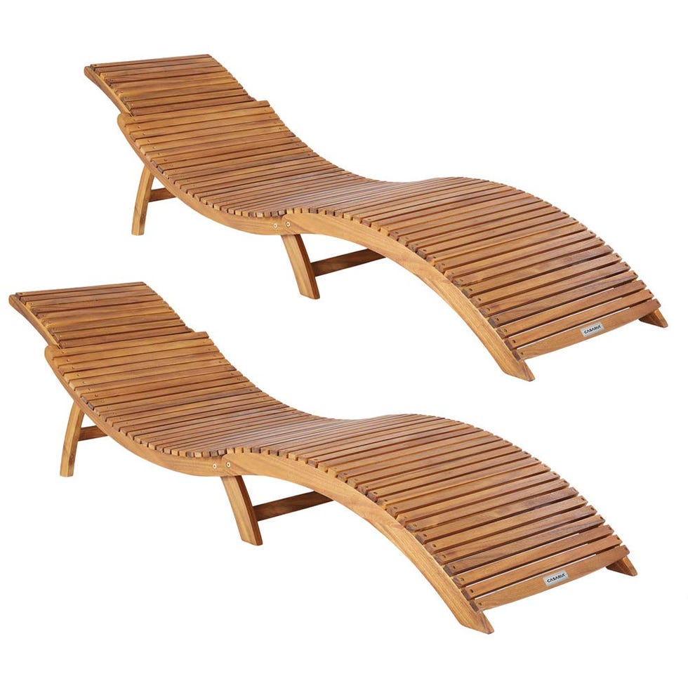 2 Tumbonas de madera onduladas y plegables