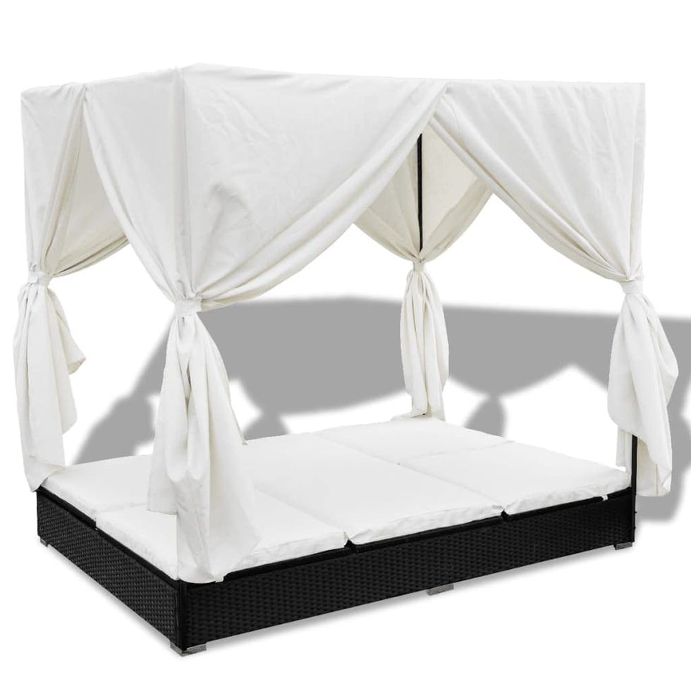 Tumbona doble con toldo y cortinas 
