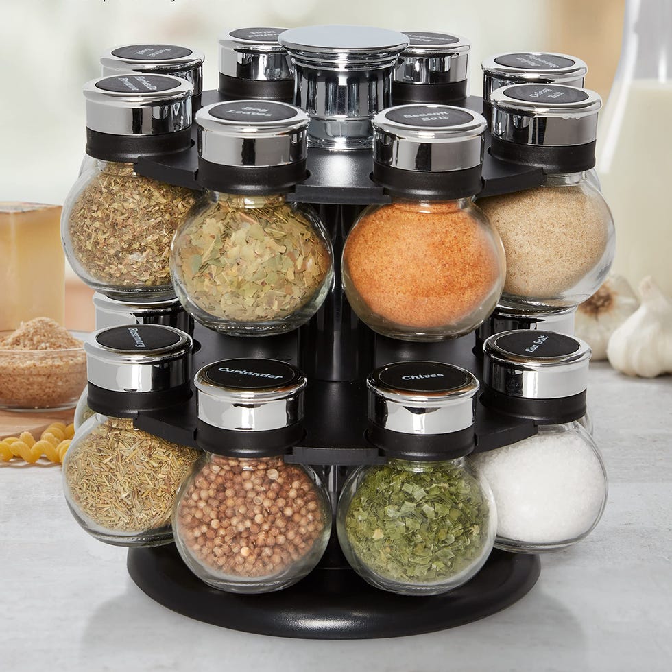 Set of 24 Glass Spice Jars with Various Labels, Bamboo Shaker Lids &  Funnel, Kitchen Storage Jars with Airtight Lid, Spices & Seasonings Sets