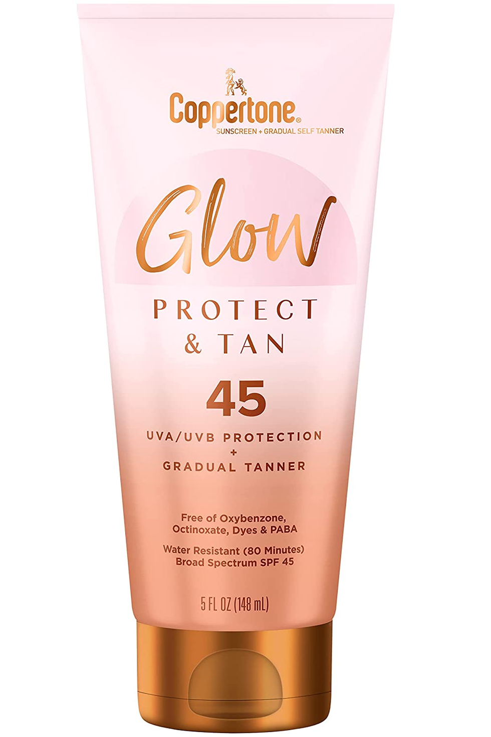 Glow Protect and Tan Sunscreen Lotion with Gradual Self Tanner SPF 45
