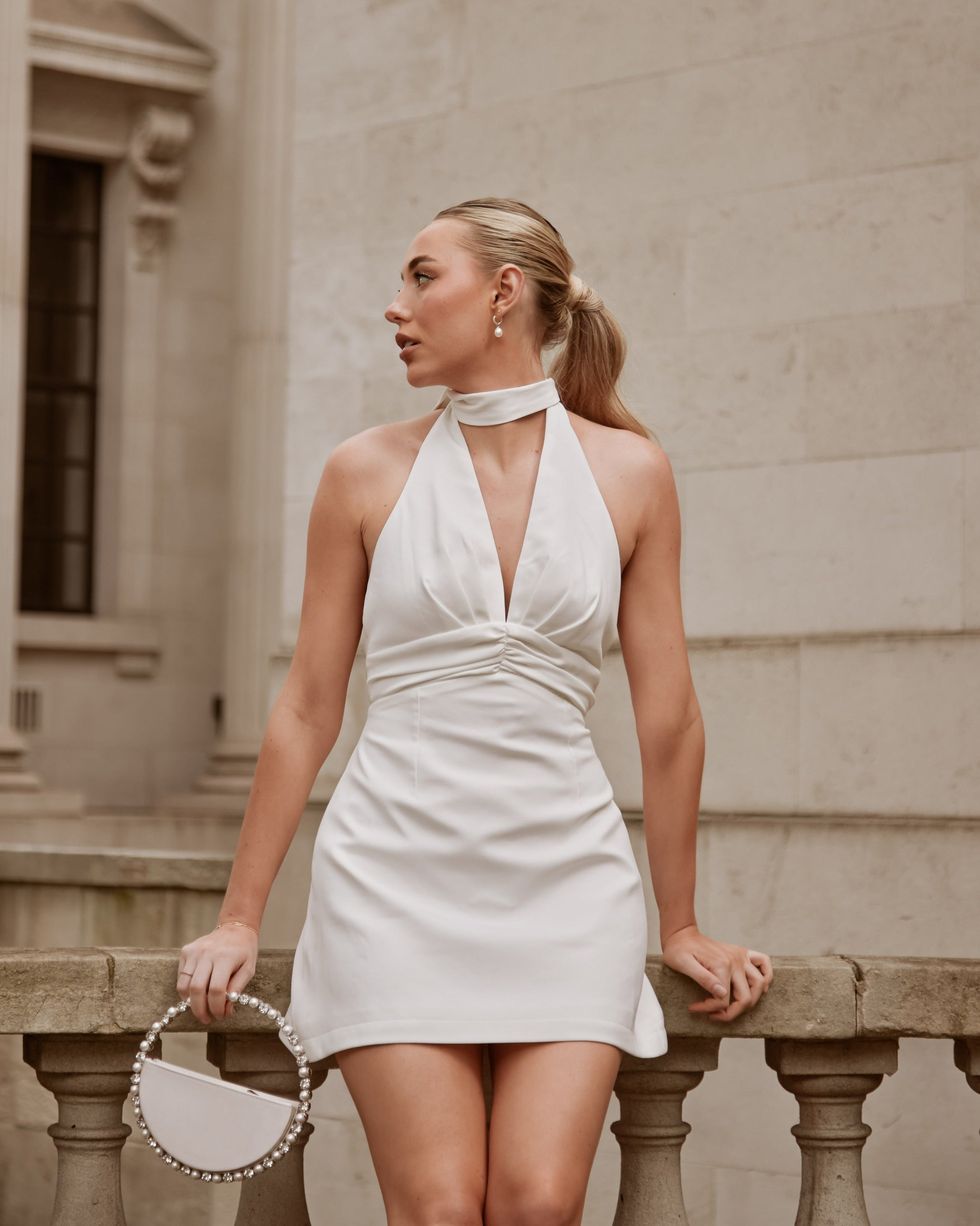 The Ultimate Muse Halter Neck Mini Dress | White