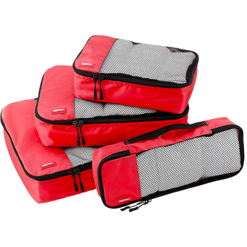 4 Packs Travel Clothes Underwear Bag Portable Compressible Organizer Bags  for Business Trip Travel Organizer Red 