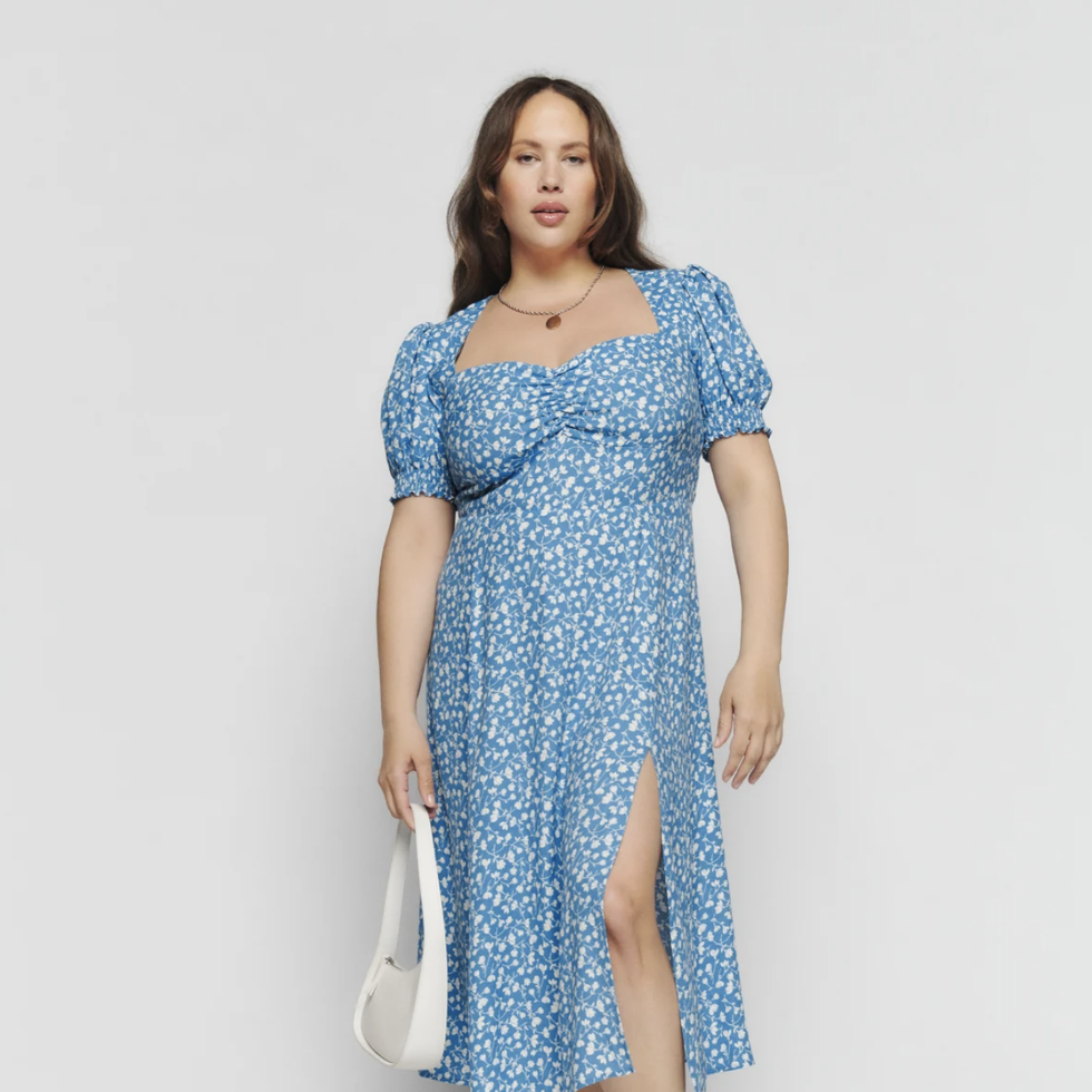 Blue Pants With White And Blue Dotted Blouse, Plus Size Fashion