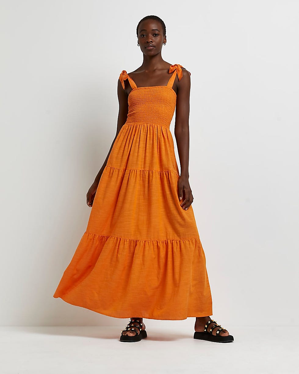 river island orange maxi dress