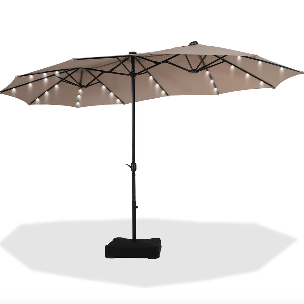15ft Double-Sided Solar Patio Umbrella 
