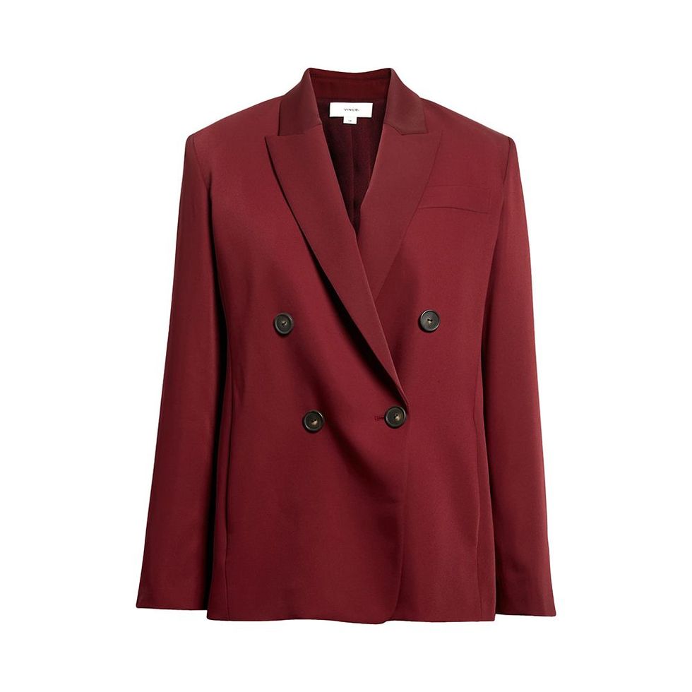 Double Breasted Crepe Suit Blazer