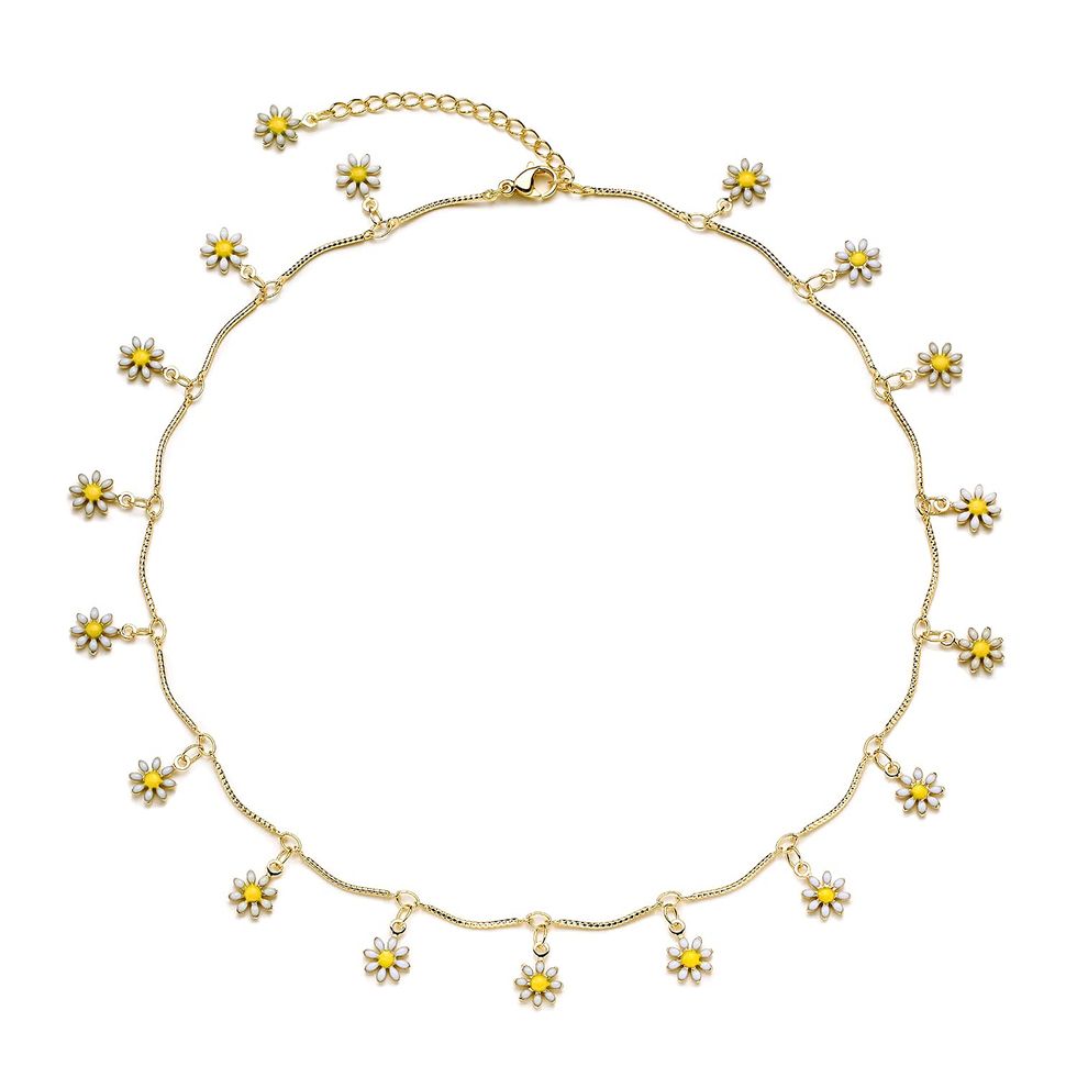 Gold Chain Daisy Choker Necklace
