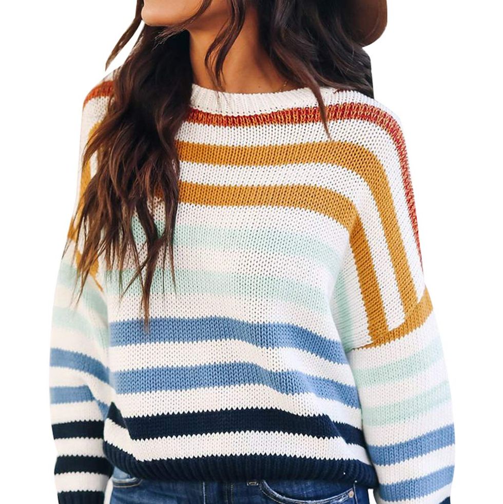Long Sleeve Crew Neck Striped Pullover