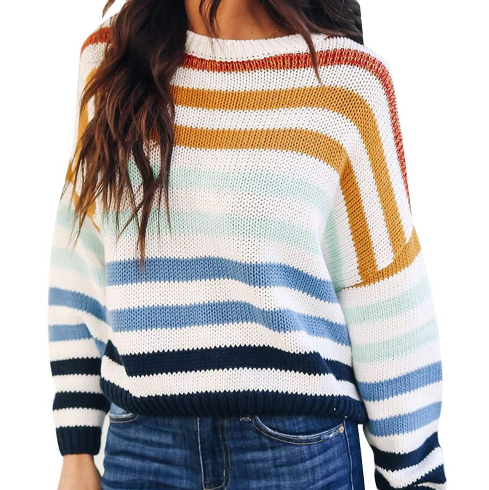 Long Sleeve Crew Neck Striped Pullover