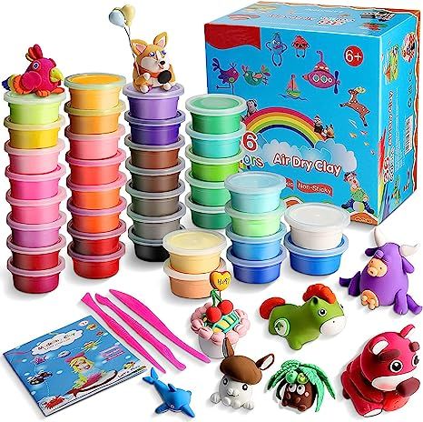 Air Dry Clay for Kids Modeling Kit, Molding Clay Animals & Bake Shop, 36  Colors