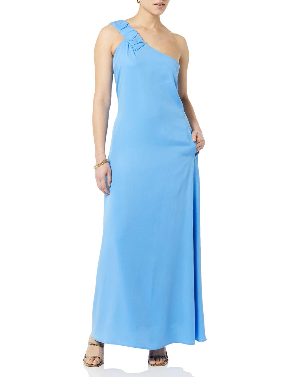 Women's Sylvie One Shoulder Maxi Dress, Azure Blue