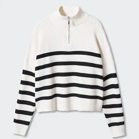 Striped Sweater with Zipper