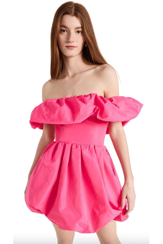 MSGM Women's Off Shoulder Dress, Hot Pink