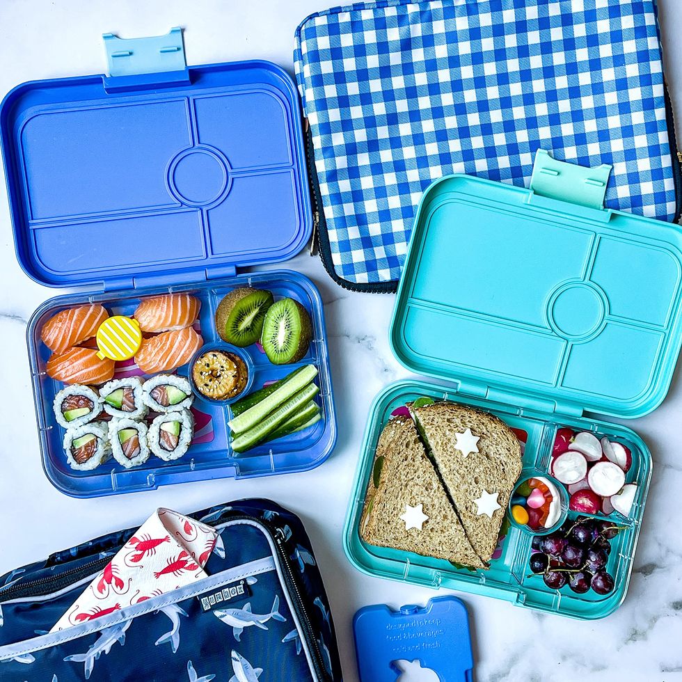 Pick up a lunch box with compartments. 