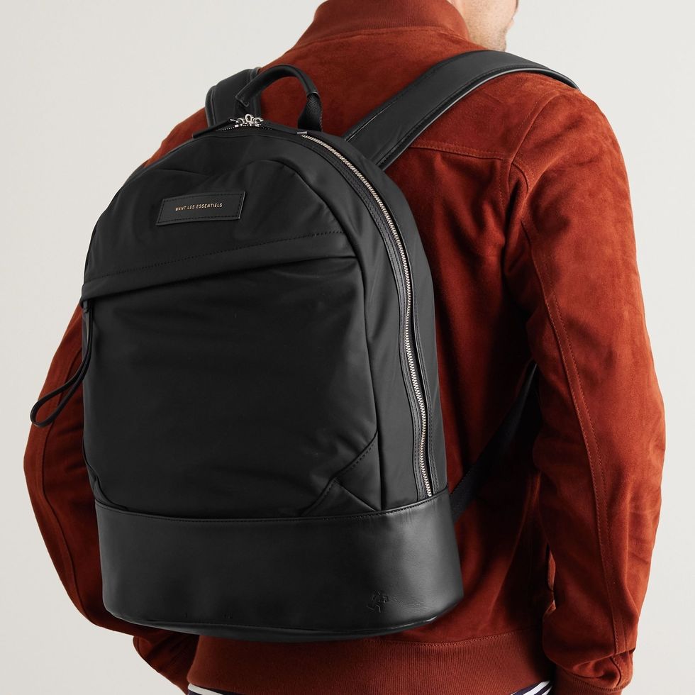 Kastrup Leather-Trimmed Shell Backpack