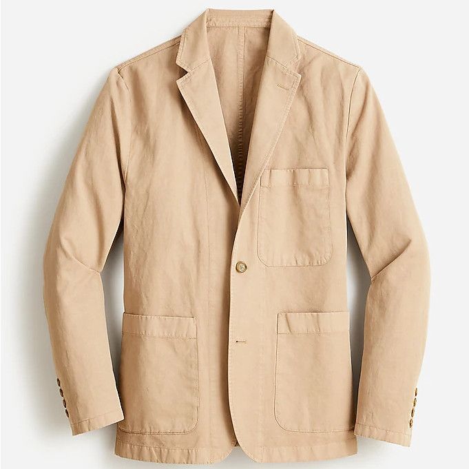 Slim-fit garment-dyed cotton-linen chino suit jacket