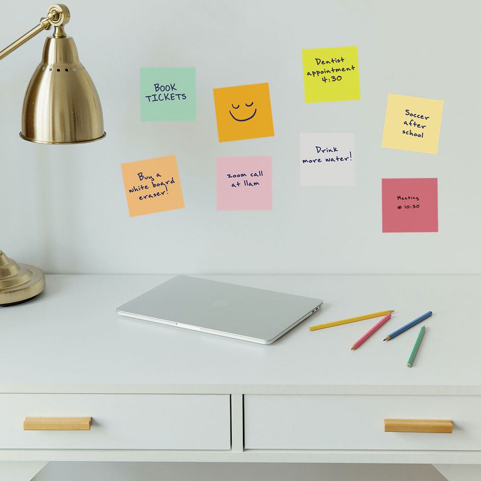 Decorate with sticky note wall decals.