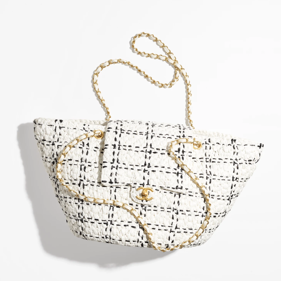 Chanel 2020 Large Shopping Chain Cage Tote Beige Suede Resort