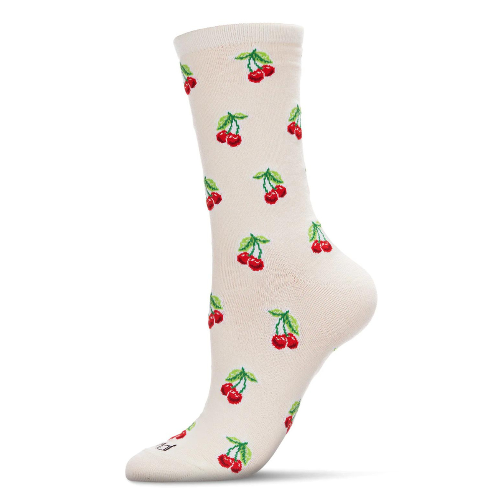 Cherries Bamboo Blend Crew Socks Cherries Bamboo Blend Crew Socks