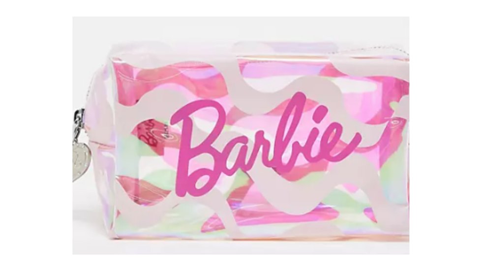 Trousse rosa con stampa a onde e logo Barbie 