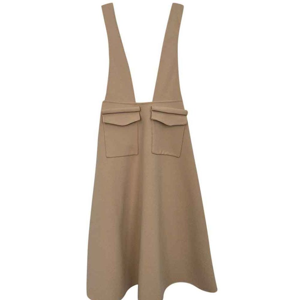 Beige Pinafore Pocket Detail Dress