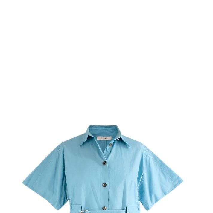 Bright Blue Belted Cotton Shirt