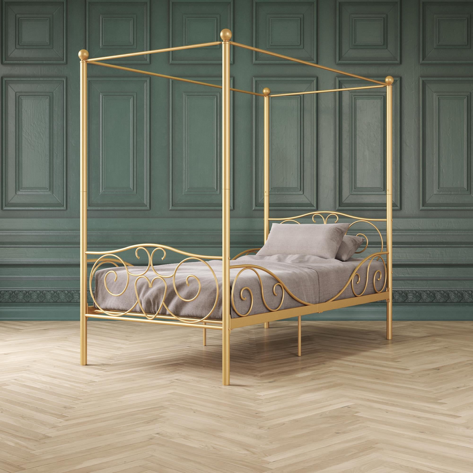 Twin gold canopy deals bed