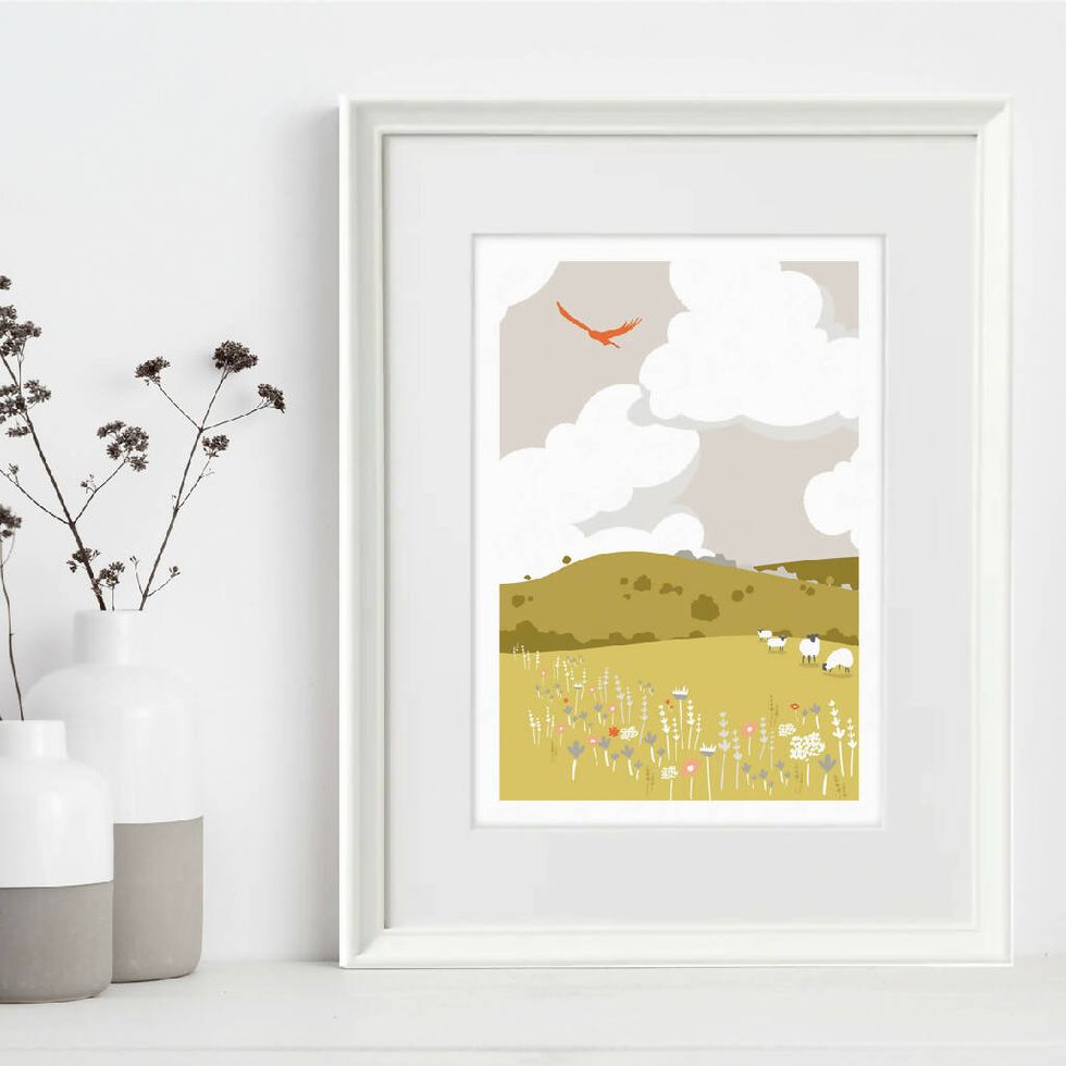 Rolling Hills Art Print with Card Mount and Frame