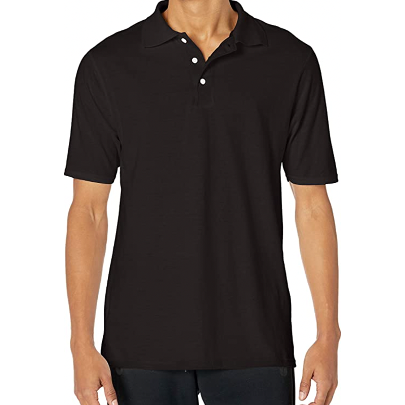 Hanes Men's X-Temp Performance Pique Polo Short Sleeve Shirt - Black L