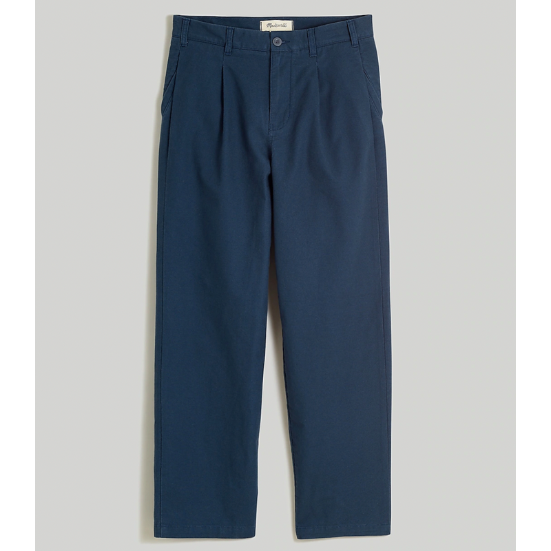 Pleated Cotton-Linen Chino Pants