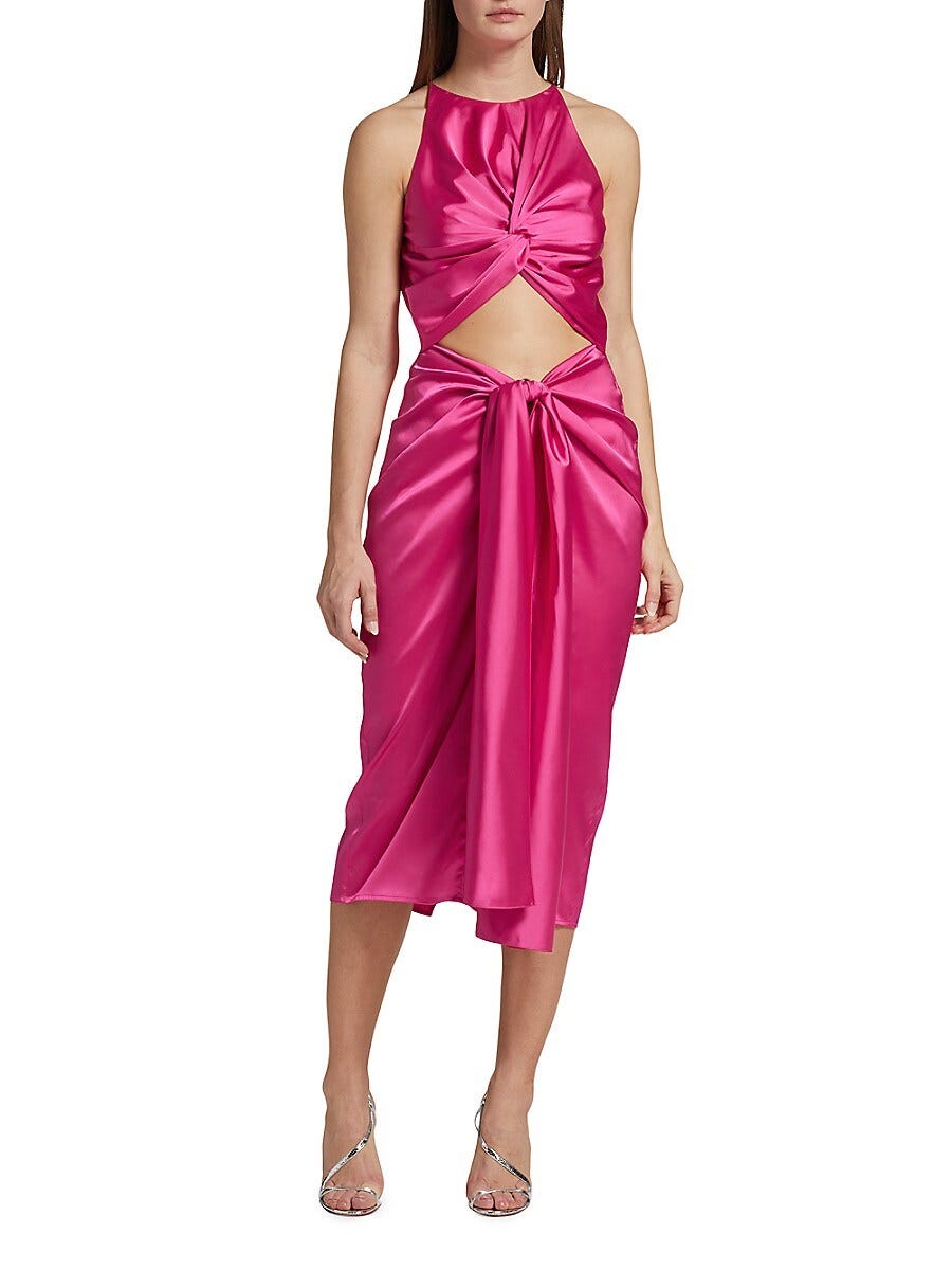 Women's Reni Satin Midi-Dress - Ruby - Size XL - Ruby - Size XL