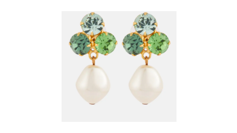 Orecchini con cristalli verdi e perle Jennifer Behr 