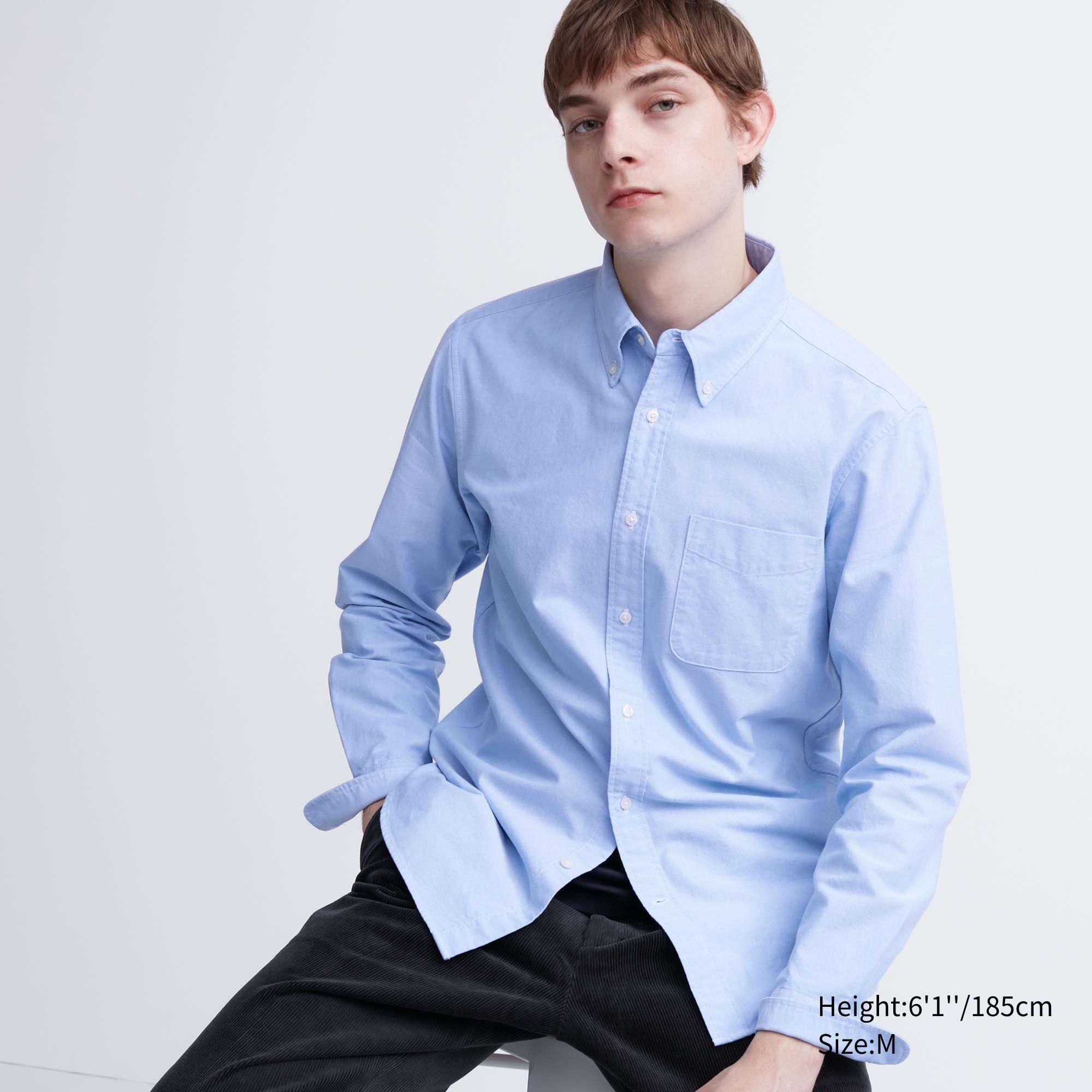 Uniqlo Mens Shirts  Men Oxford Shirt ButtonDown Collar Off White   Iniziative Immobiliari